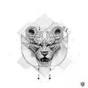 Leão com relógio e cruz tattoo design idea