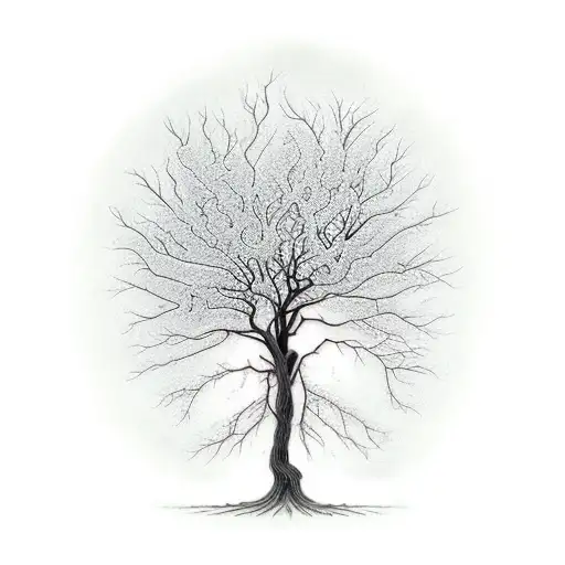 A tree with branches shaped like DNA helixes tattoo design idea