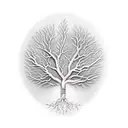 A tree with branches shaped like DNA helixes tattoo design idea