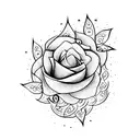 sword with fire surrounded by thorns and flowers tattoo design idea