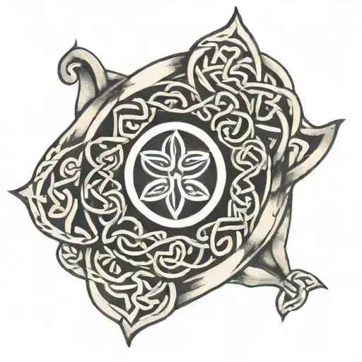 Celtic knot design incorporating cox pill in the camera tattoo design idea