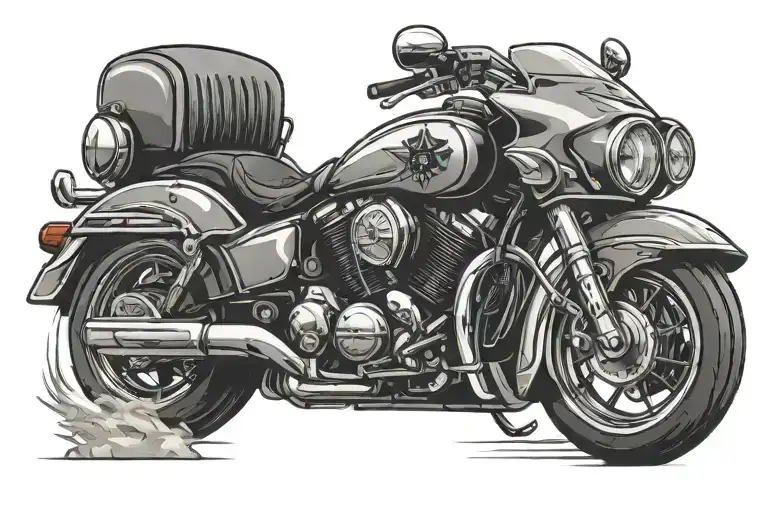 Design a bold and dynamic tattoo of a police motorcycle in action, with sirens flashing and wheels spinning, capturing the thrill of the chase tattoo design idea