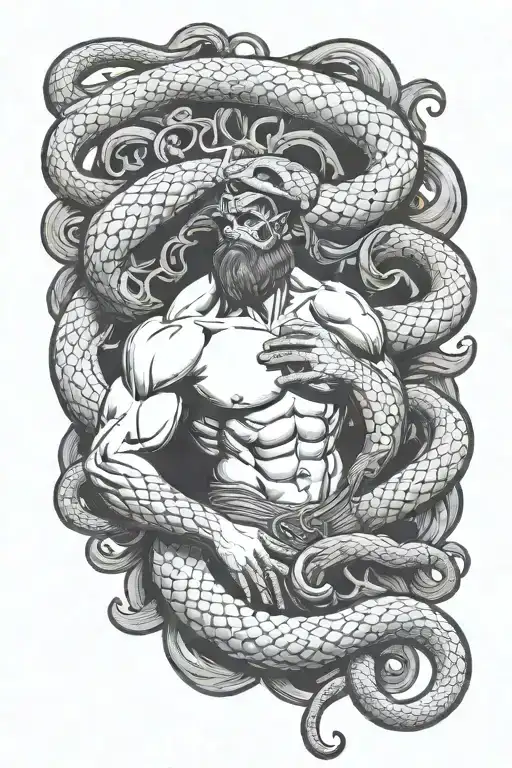 Hercules vs snake tattoo design idea