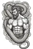 Hercules vs snake tattoo design idea