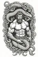 Hercules vs snake tattoo design idea