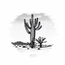  desert setting with saguaro and small snake tattoo design idea