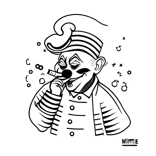 clown smoking tattoo design idea