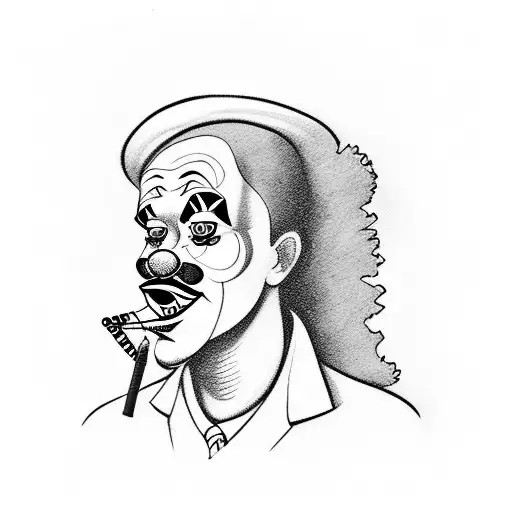 clown smoking tattoo design idea