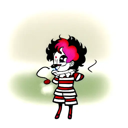 clown smoking tattoo design idea