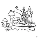 fairy sitting on top of a mushroom tattoo design idea