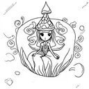 fairy sitting on top of a mushroom tattoo design idea