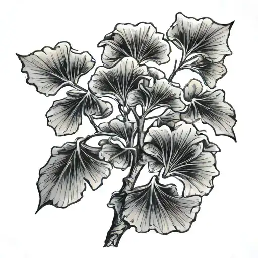 Japanese ginkgo biloba symbol tattoo design idea