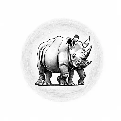 rhino with a fork tattoo design idea