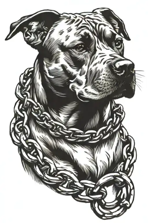 Amstaff with chain links tattoo design idea