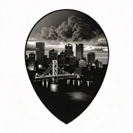 raging storm clouds over the pittsburgh skyline tattoo design idea