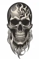 skull engulfed in fire flames tattoo design idea