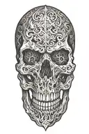 skull engulfed in fire with Luke 23:34 tattoo design idea