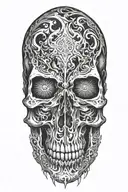 skull engulfed in fire with Luke 23:34 tattoo design idea