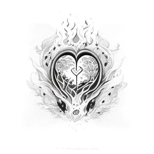 set your heart ablaze in japanese  tattoo design idea