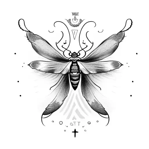 death moth with "crazy girl" in georgian written on its body tattoo design idea