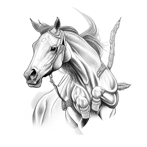 Western outlaw on horse tattoo design idea
