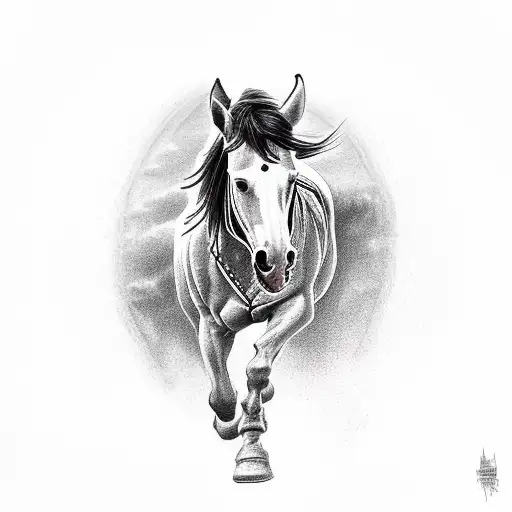 Western outlaw riding a horse tattoo design idea