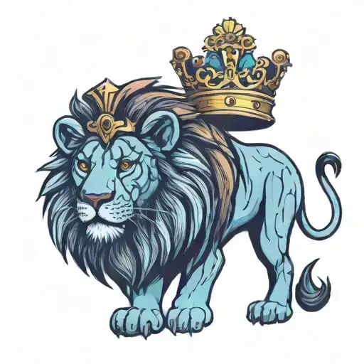 lion wearing a crown tattoo design idea
