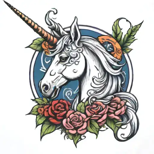 unicorn tattoo design idea