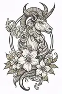 capricorn symbol & jasmine flower  tattoo design idea