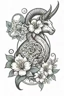 capricorn symbol & jasmine flower  tattoo design idea
