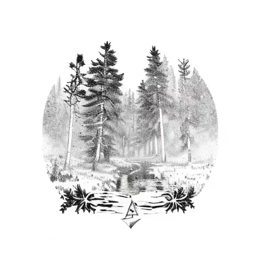 Arthur Mogran from Red Dead Redemption 2, forest at the background, everything is in a coat of arms and there is a phras tattoo design idea