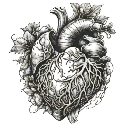 Heart turning into stone tattoo design idea