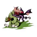 dragon fighting with humanoid monster tattoo design idea