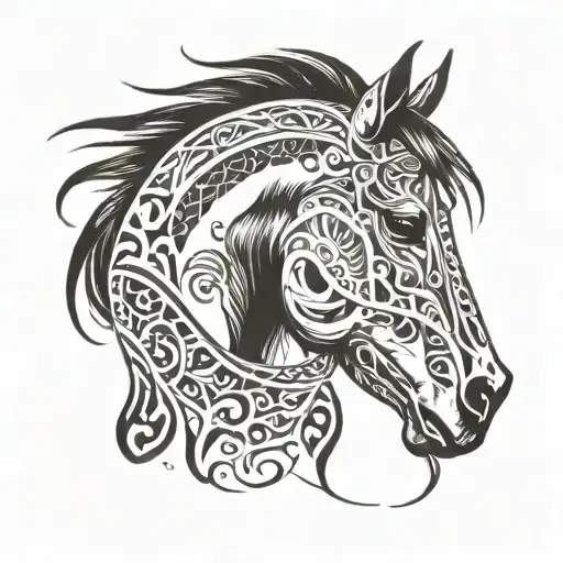 indigenous horse tattoo design idea