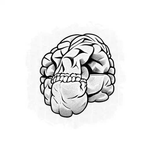 brains and hammers with books and tools tattoo design idea