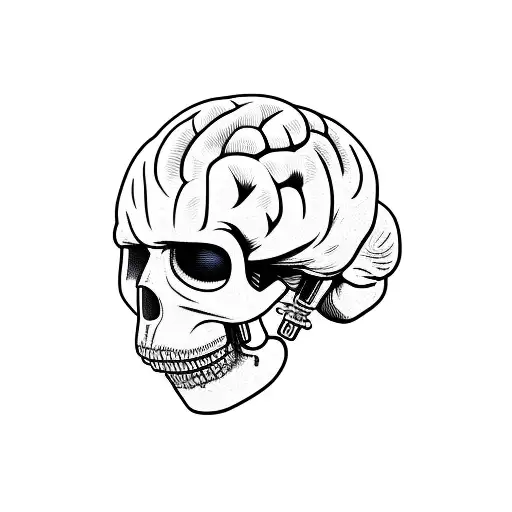 brains and hammers with books and tools tattoo design idea