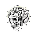 brains and hammers with books and tools tattoo design idea