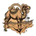 camel on desert tattoo design idea