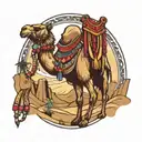 camel on desert tattoo design idea