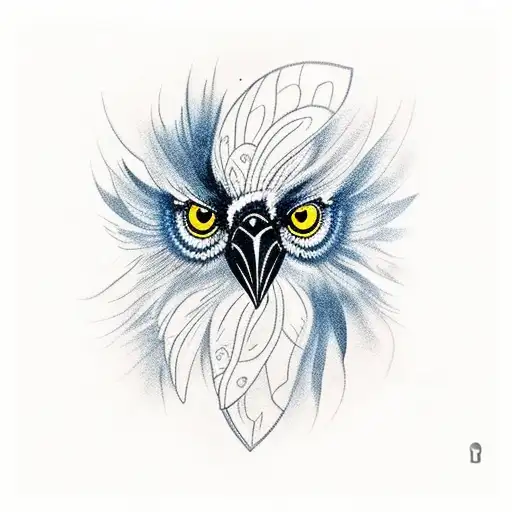 A crow which feathers are in a stary night pattern tattoo design idea