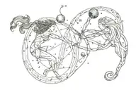 Aquarius and Cancer constellation intertwined tattoo design idea