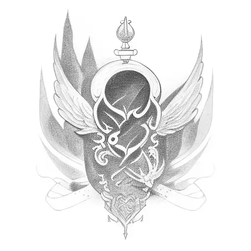ave fenix con los 4 elementos  tattoo design idea