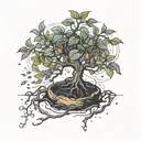 seed germinating out of soil into a luscious tree growing tattoo design idea