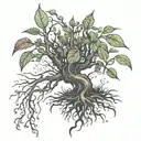 seed germinating out of soil into a luscious tree growing tattoo design idea