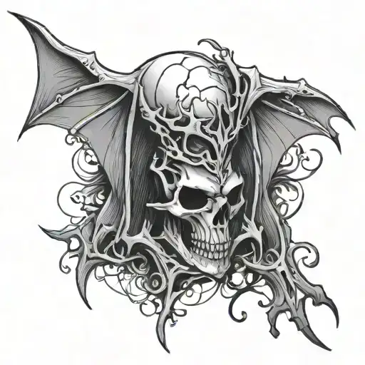 Bat skeleton tattoo design idea
