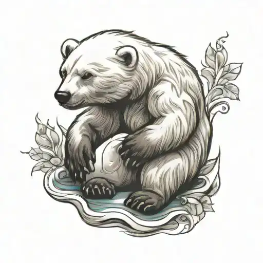polar bear cub playing tattoo design idea