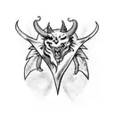 A new-school design featuring a heart-shaped lock with devil horns and a tail, representing your love for being freaky and your connection to Satanism. tattoo design idea