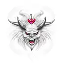 A new-school design featuring a heart-shaped lock with devil horns and a tail, representing your love for being freaky and your connection to Satanism. tattoo design idea