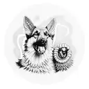 german shepherd running with sheep in the Alps  tattoo design idea
