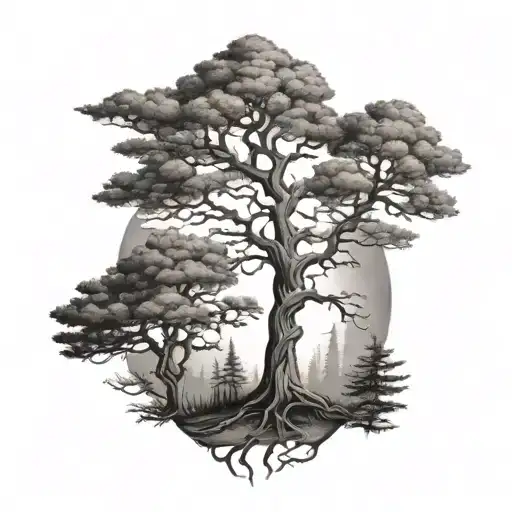 cedar tree family tree  tattoo design idea